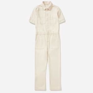 Everlane Women's 100% Organic Cotton Short Sleeve White Jean Coverall Size 2